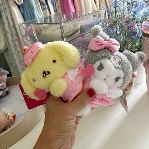 Cute Pom Pom and Kuromi Plushy Key Chain Bundle